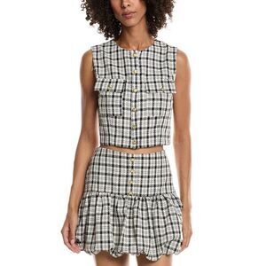 Meiven Womens  Tweed Vest, White